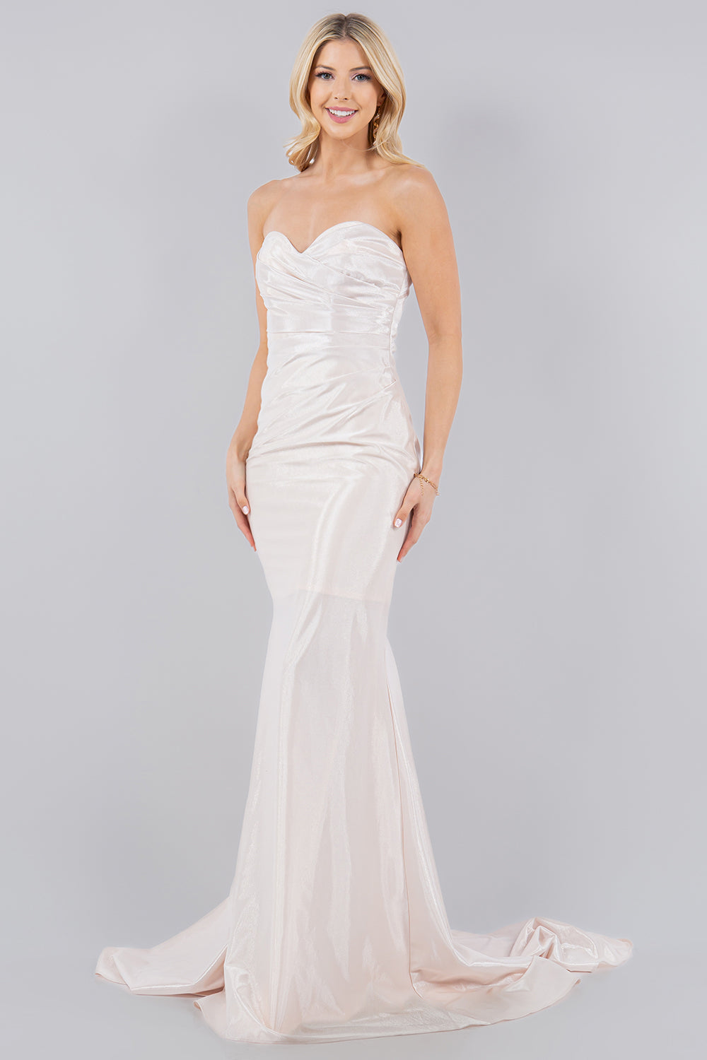 Shimmer Satin Strapless Mermaid Gown - 8083J