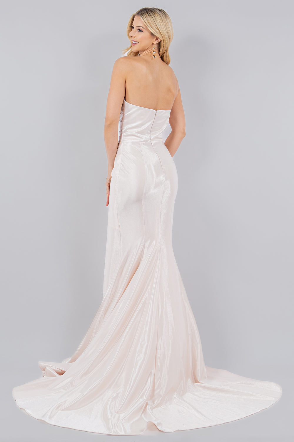 Shimmer Satin Strapless Mermaid Gown - 8083J