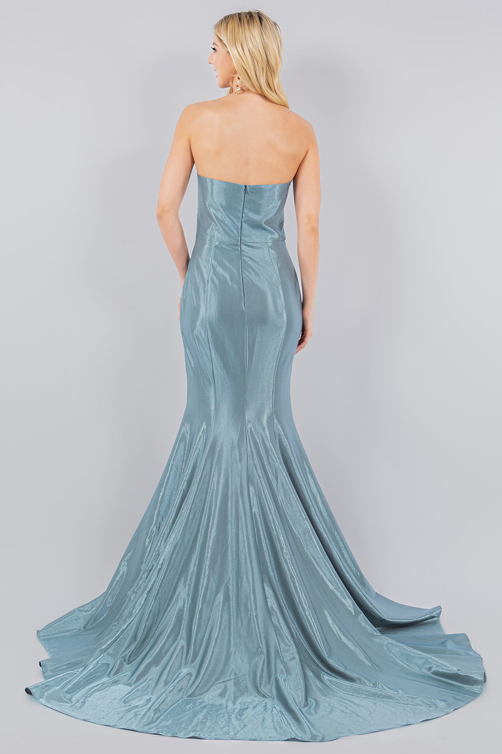 Shimmer Satin Strapless Mermaid Gown - 8083J