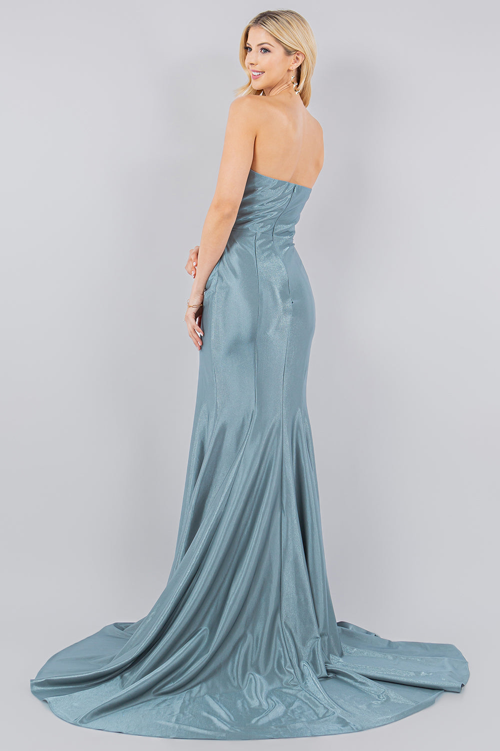 Shimmer Satin Strapless Mermaid Gown - 8083J