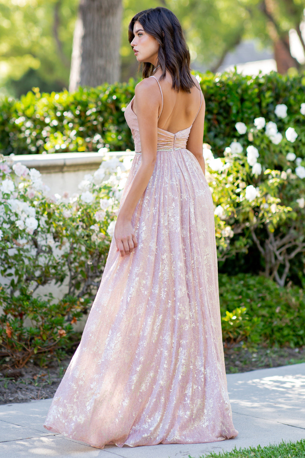 Romantic Metallic Blush A-Line Gown with Sweetheart Neckline - 8086J