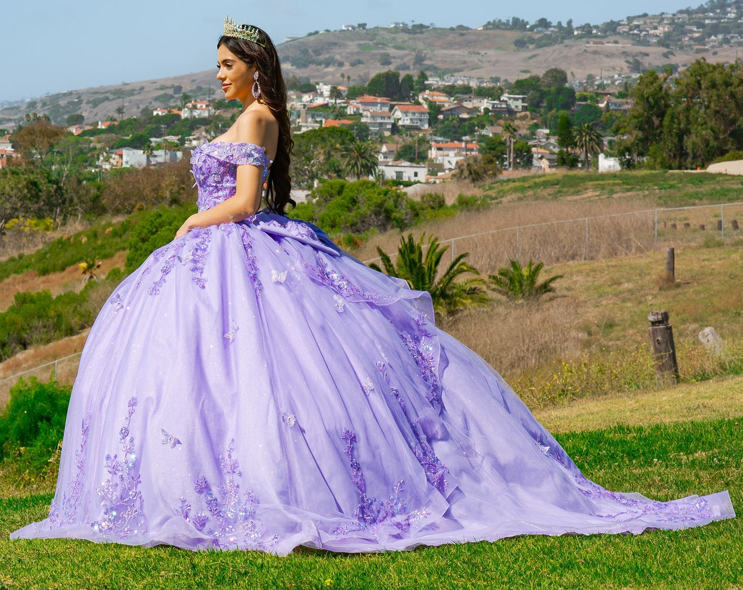 Whimsical Lilac Butterfly Quinceañera Ball Gown - 8111J