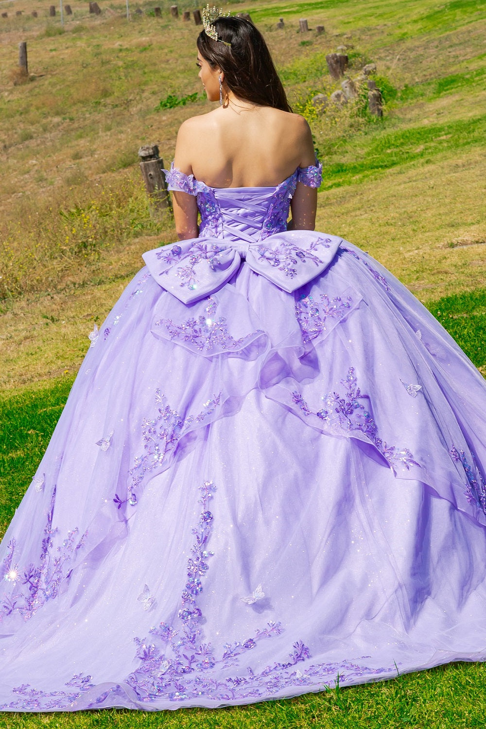 Whimsical Lilac Butterfly Quinceañera Ball Gown - 8111J