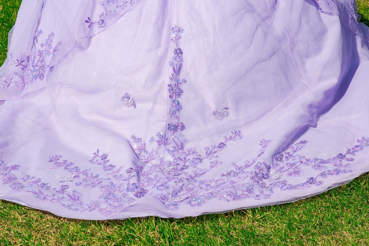 Whimsical Lilac Butterfly Quinceañera Ball Gown - 8111J