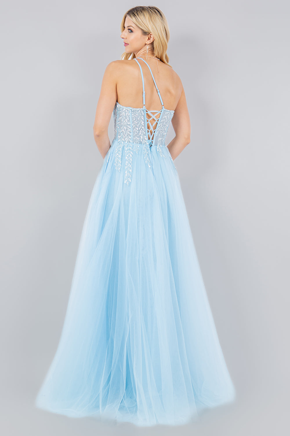 One-Shoulder A-Line Gown with Sequin Embellishments - 8118J