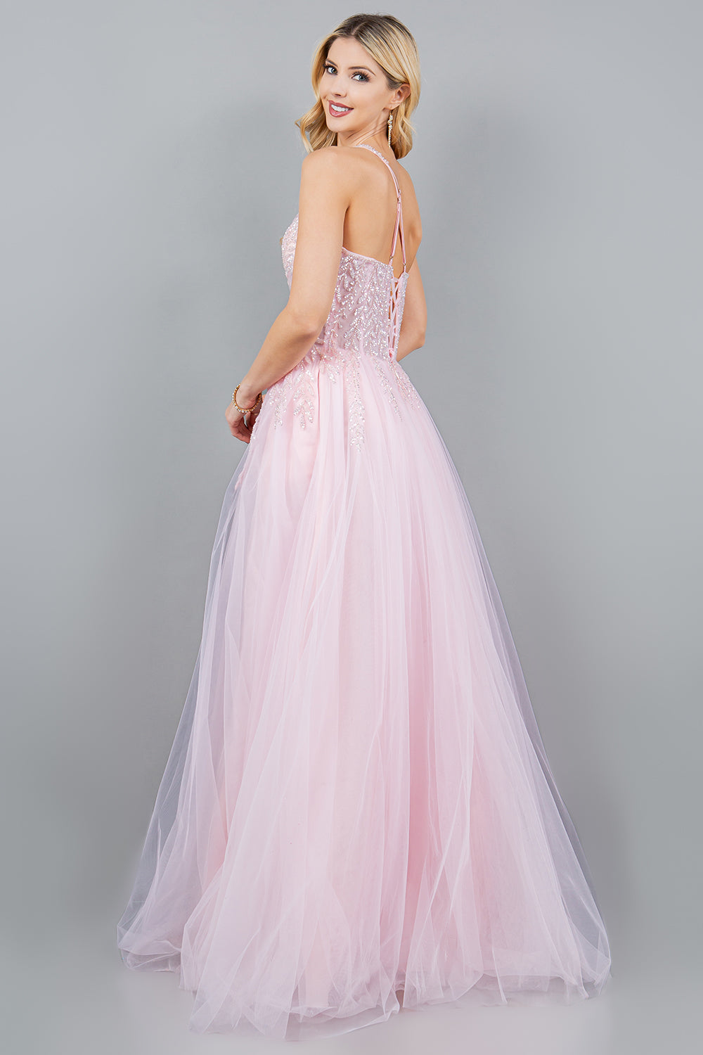 One-Shoulder A-Line Gown with Sequin Embellishments - 8118J