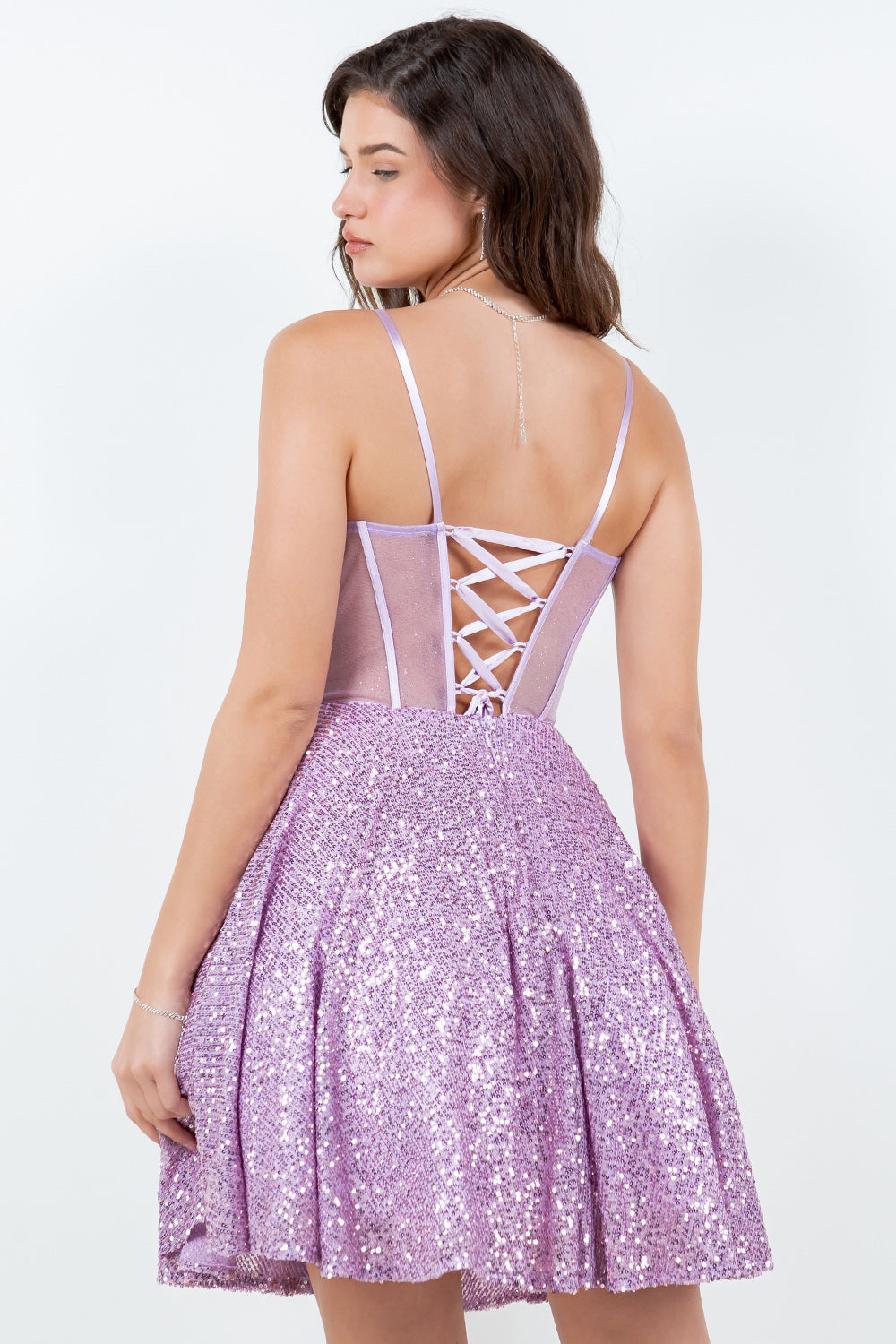 Sequin Sweetheart Corset Fit and Flare Party Dress - 8126J