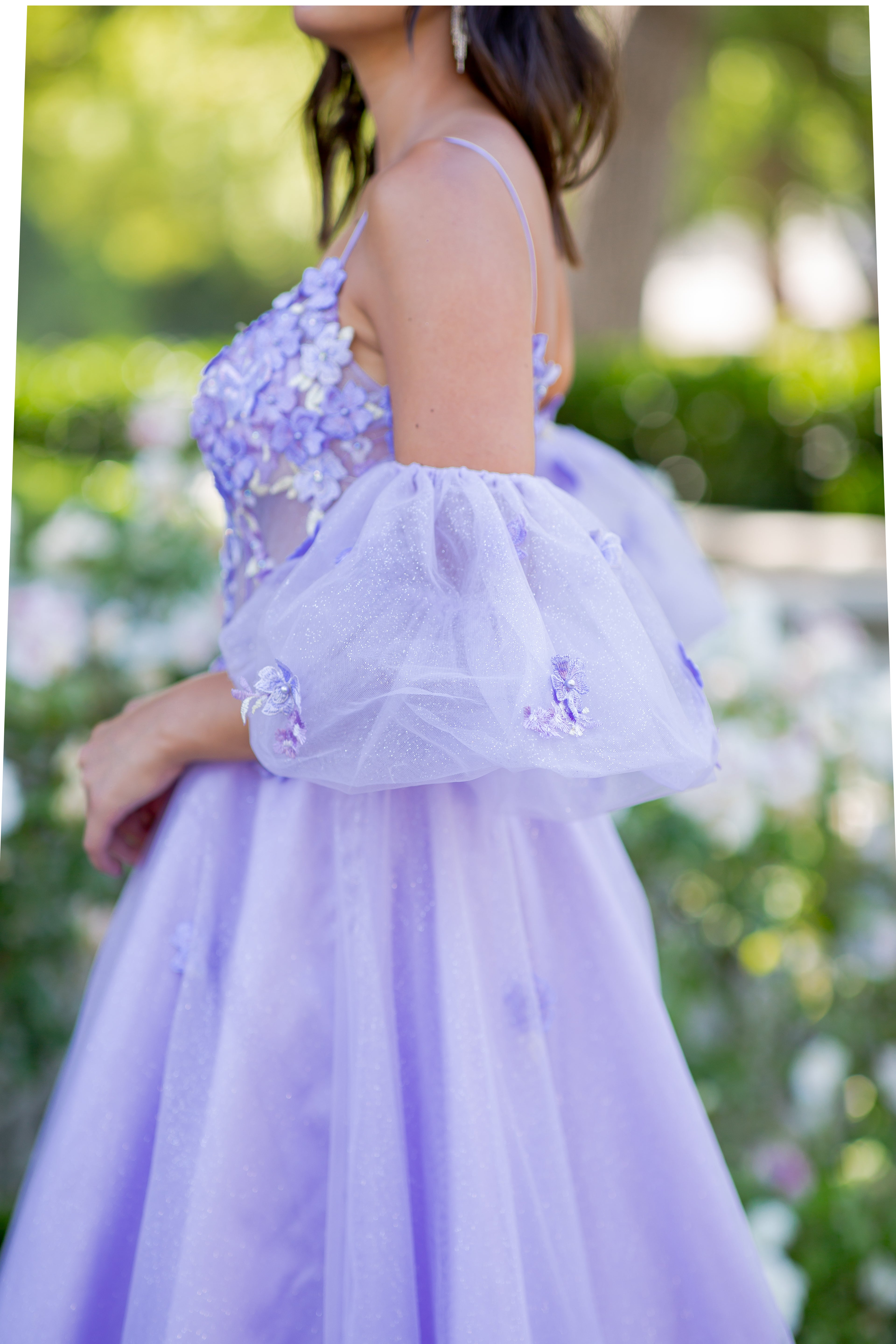 Dreamy Lilac 3D Floral Appliqué Tulle Ball Gown - 8130J