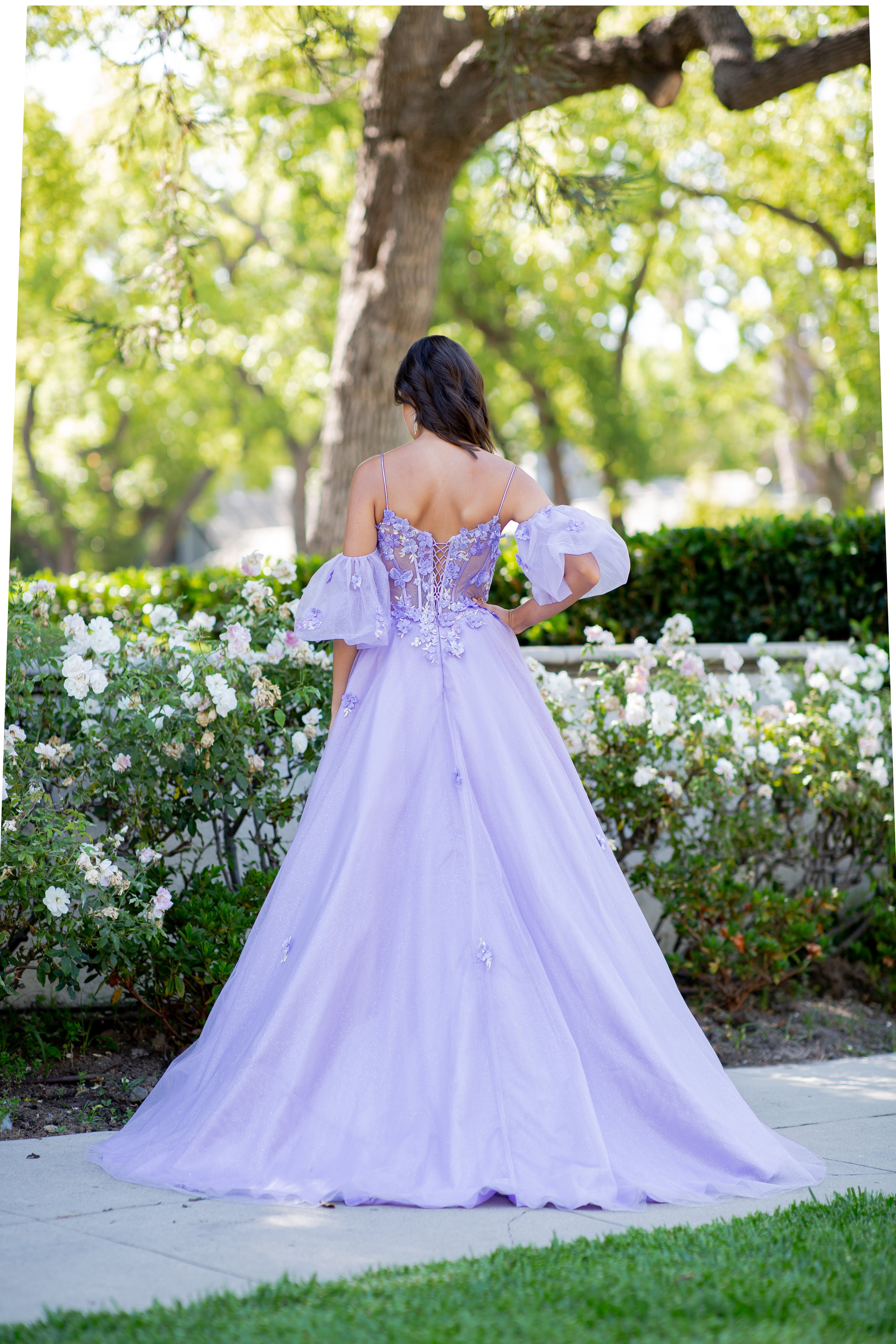 Dreamy Lilac 3D Floral Appliqué Tulle Ball Gown - 8130J
