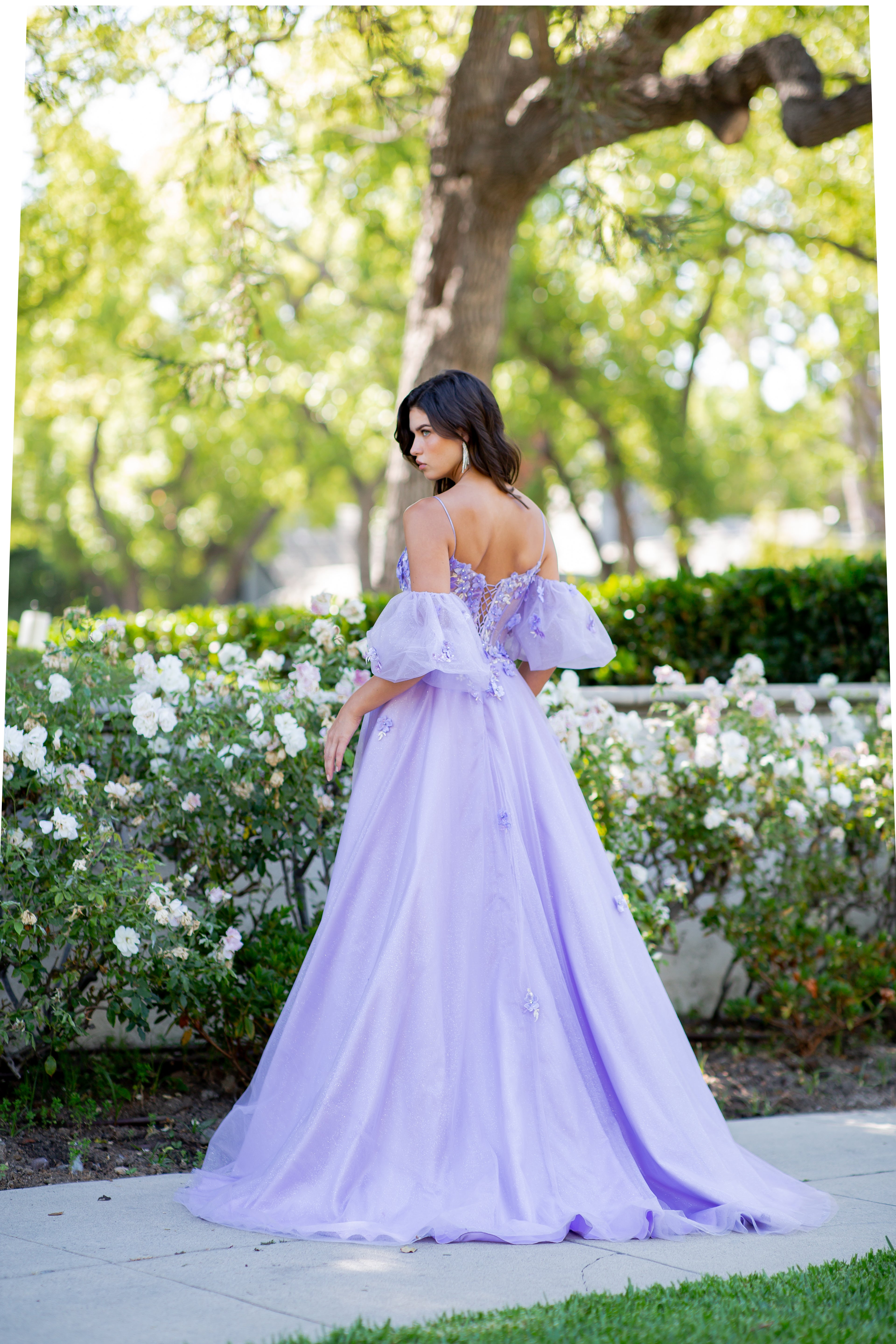 Dreamy Lilac 3D Floral Appliqué Tulle Ball Gown - 8130J