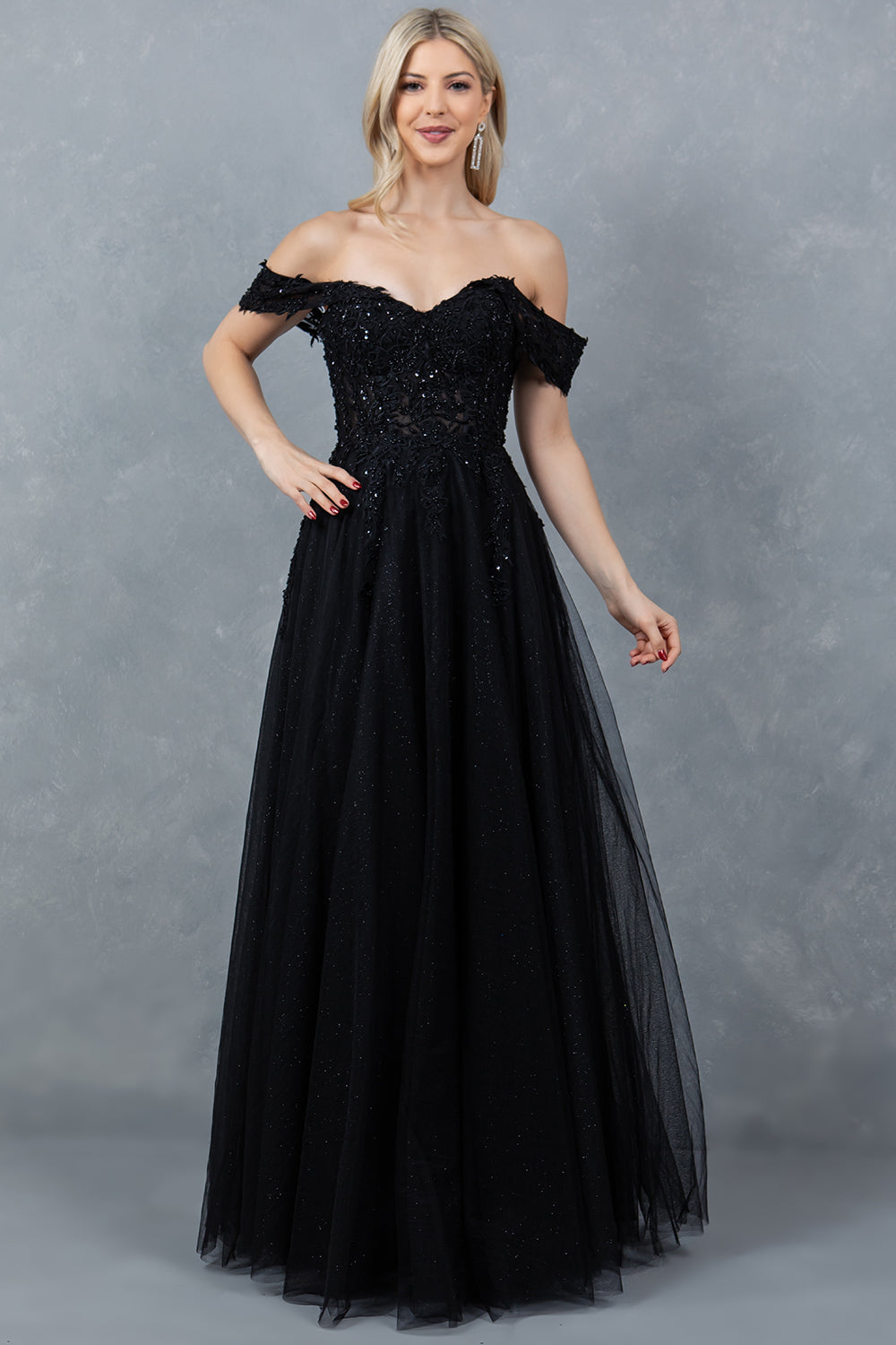 Beaded Off-the-Shoulder Ball Gown – 8152J
