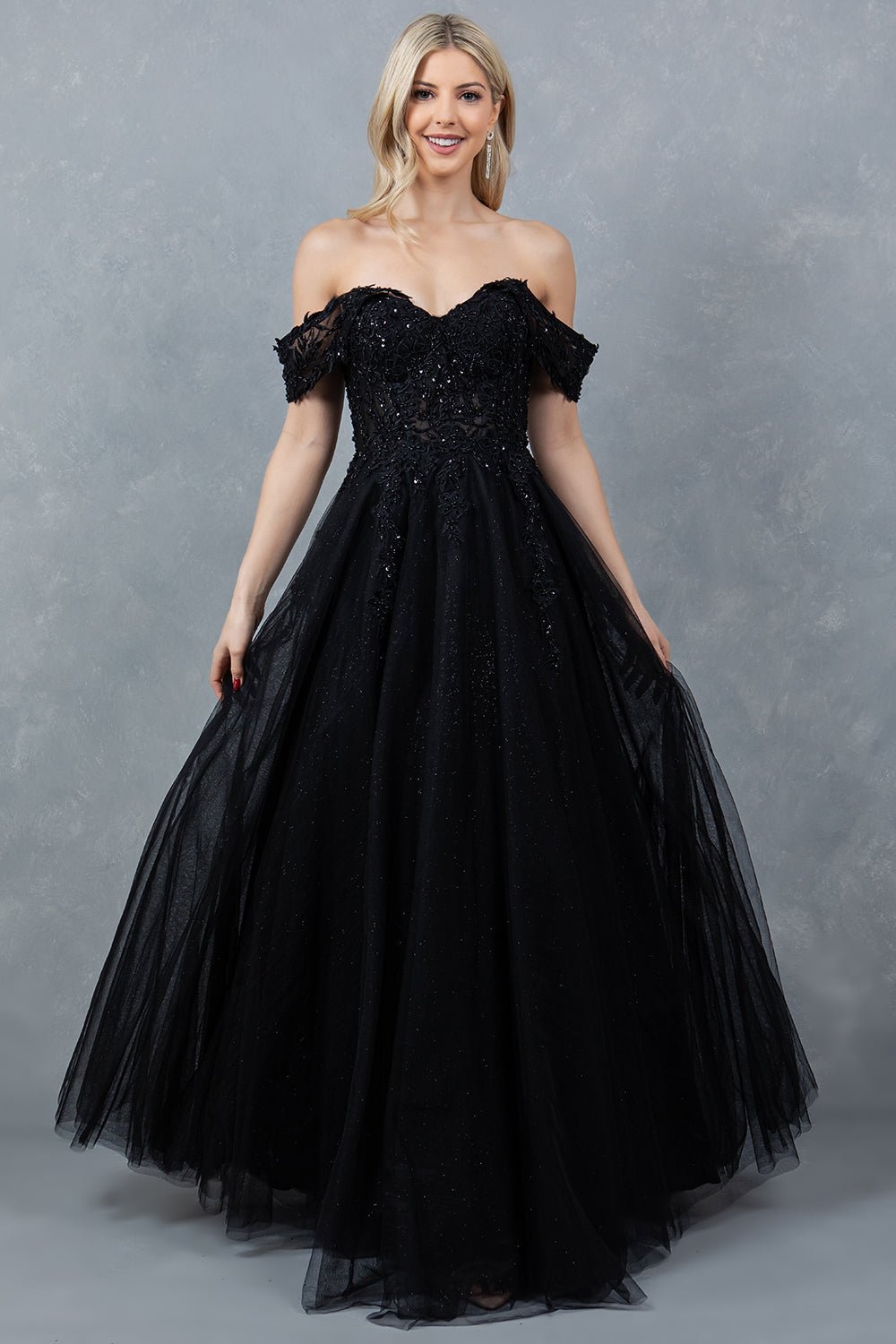Beaded Off-the-Shoulder Ball Gown – 8152J