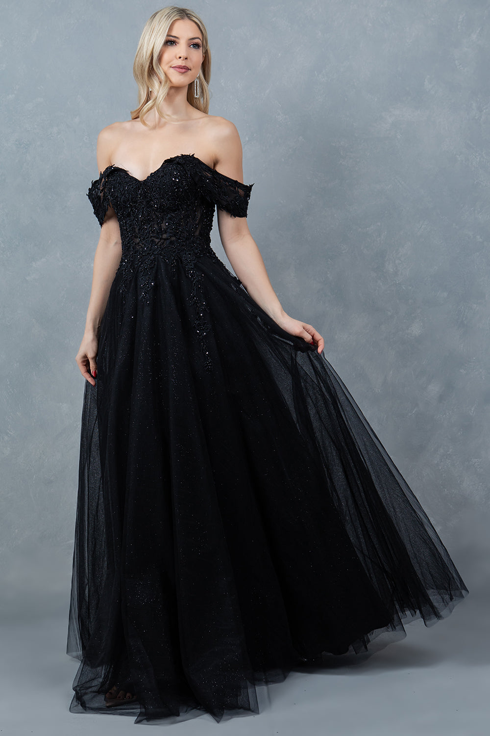 Beaded Off-the-Shoulder Ball Gown – 8152J