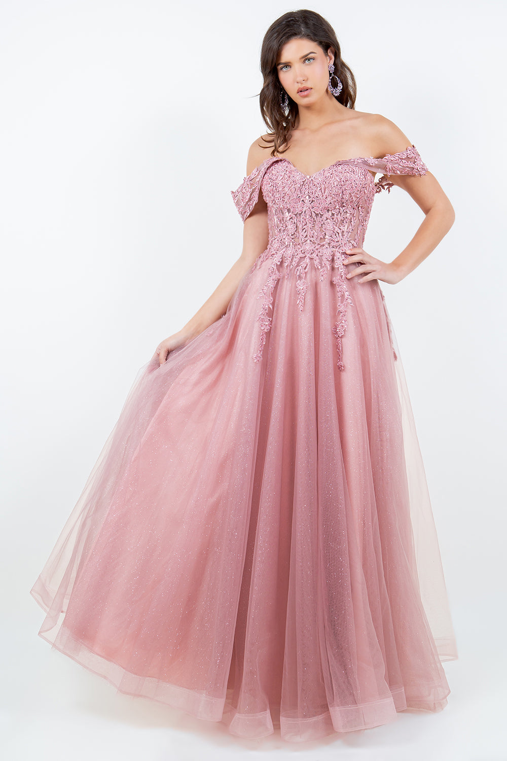 Beaded Off-the-Shoulder Ball Gown – 8152J