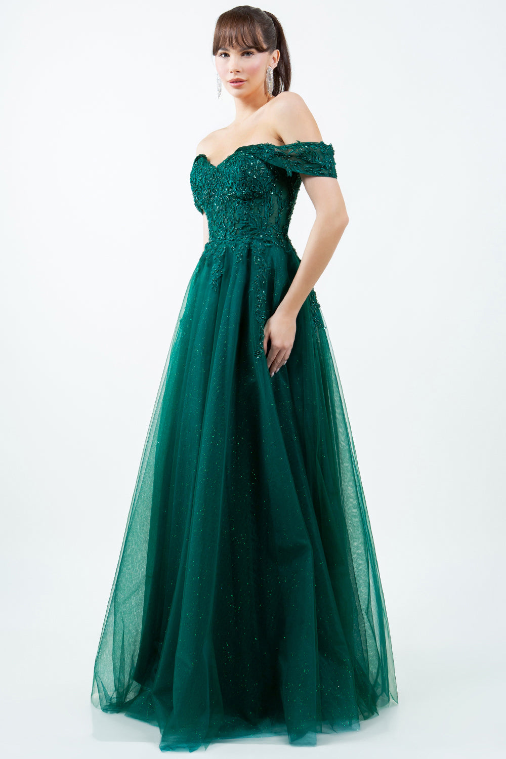Beaded Off-the-Shoulder Ball Gown – 8152J