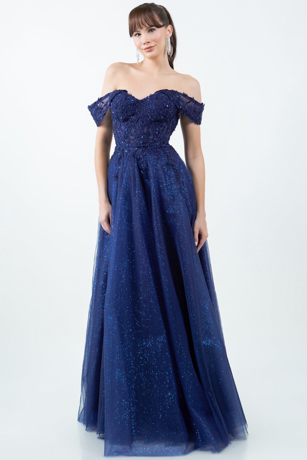 Beaded Off-the-Shoulder Ball Gown – 8152J