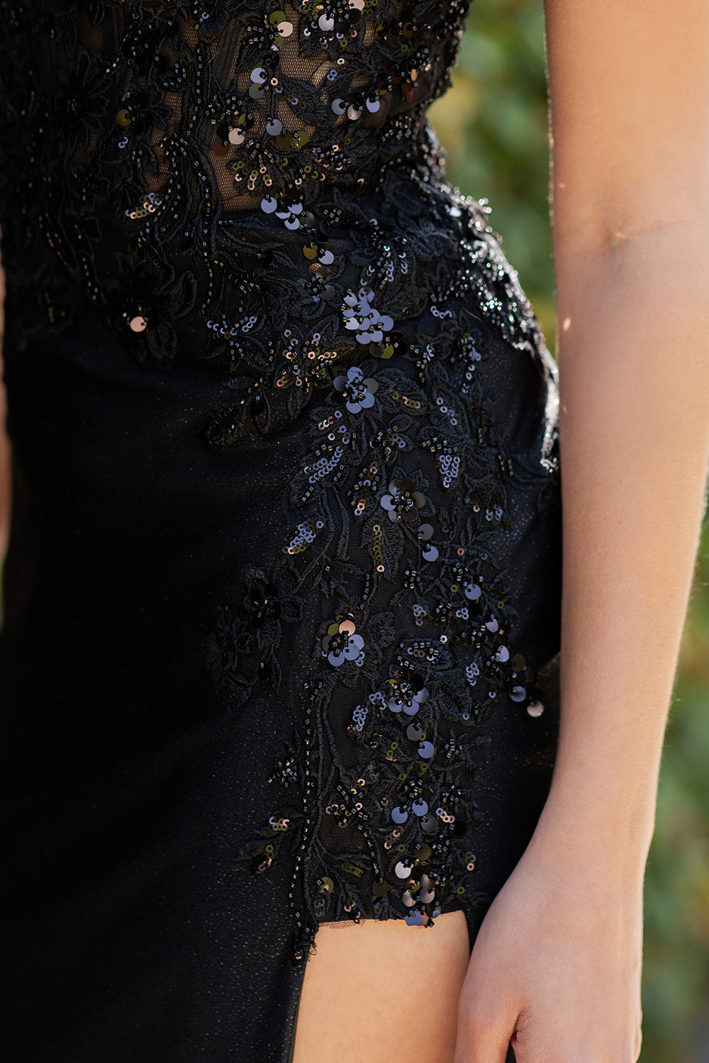One-Shoulder Beaded Evening Gown - 8162J