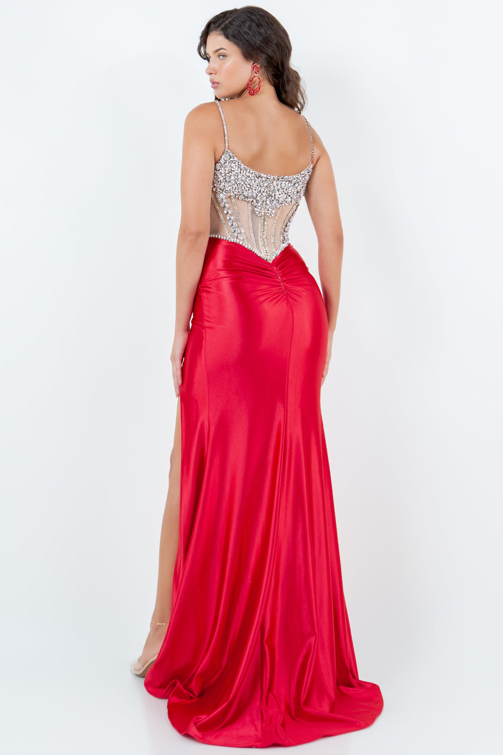 Crystal Rhinestone Corset Slit Gown - 8171J