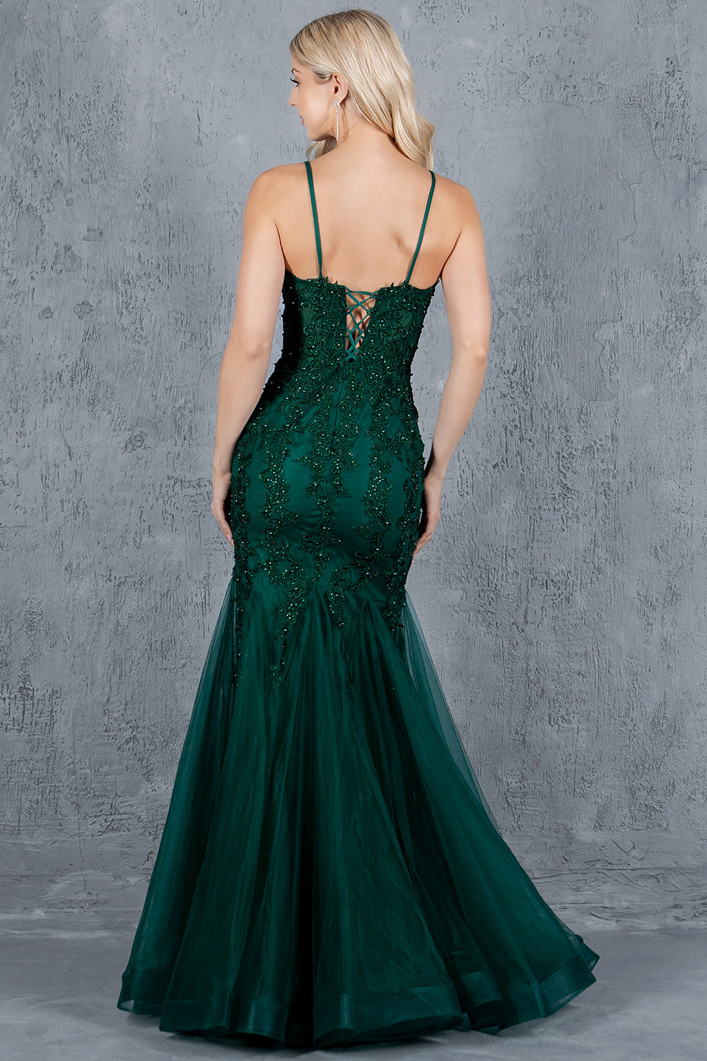 Embroidered Floral Mermaid Gown - 8175J
