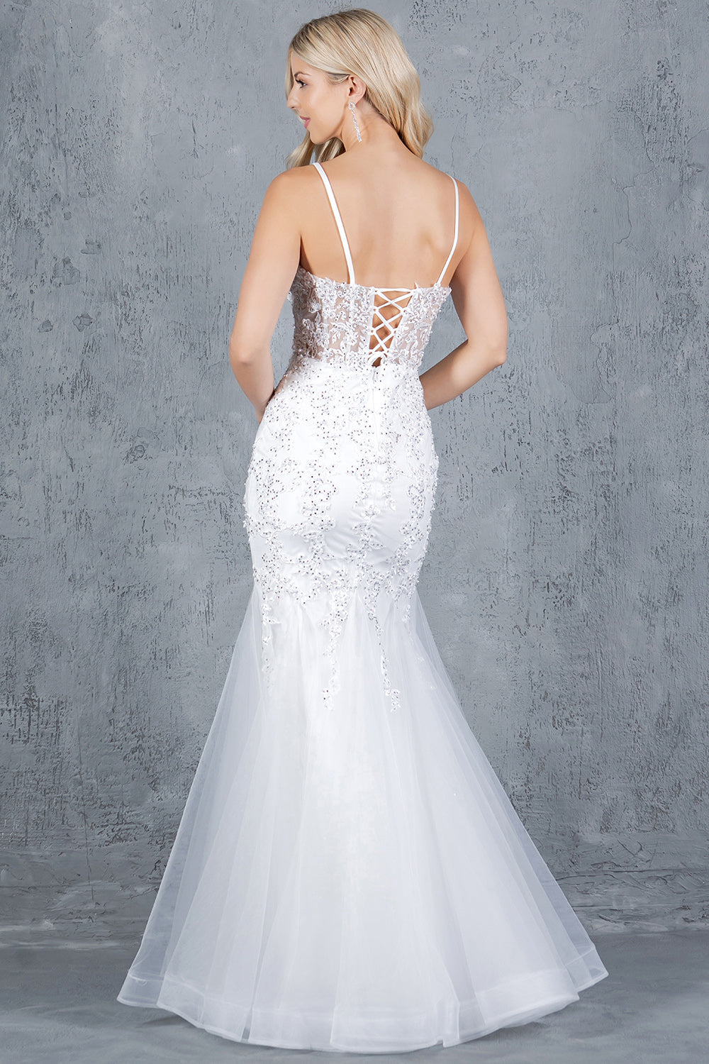 Embroidered Floral Mermaid Gown - 8175J