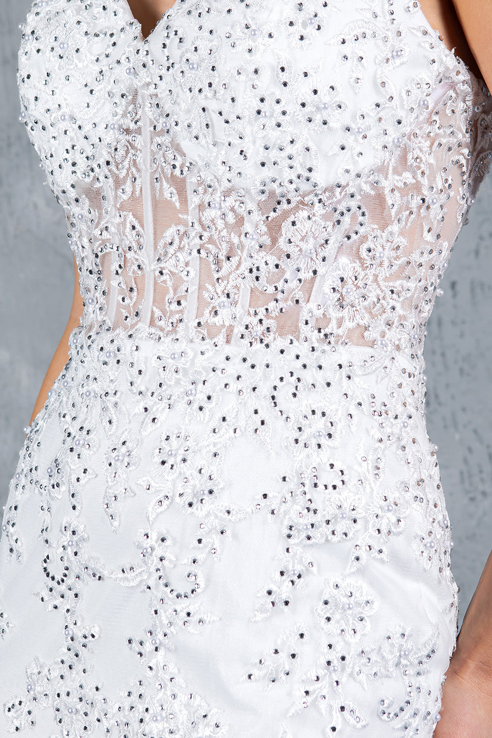 Embroidered Floral Mermaid Gown - 8175J