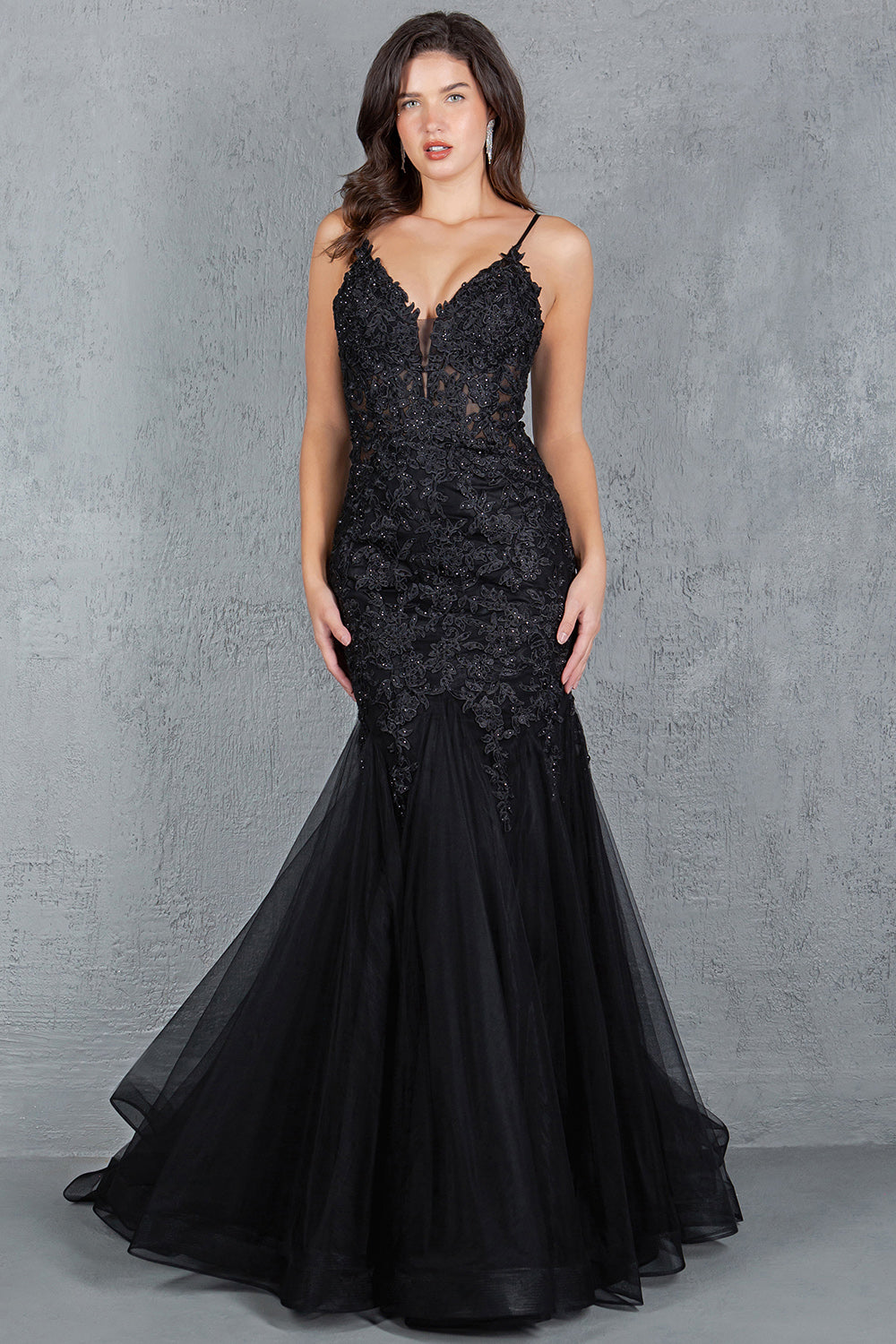 Beaded Lace Embroidered Corset Mermaid Gown - 8178J