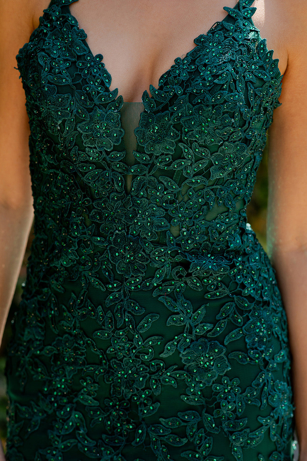 Beaded Lace Embroidered Corset Mermaid Gown - 8178J