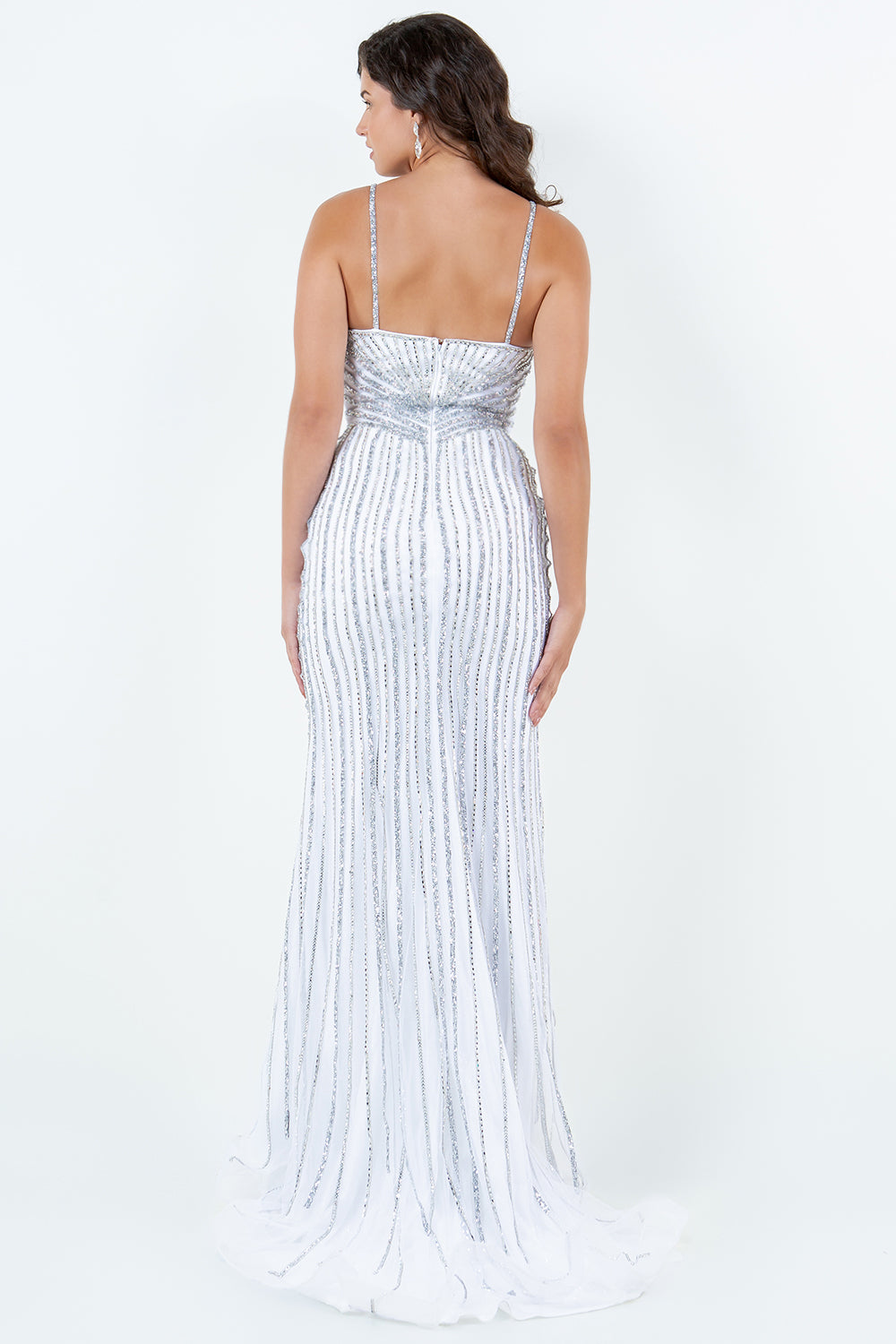 Rhinestone Sequin Stripe Gown – Style 8203J