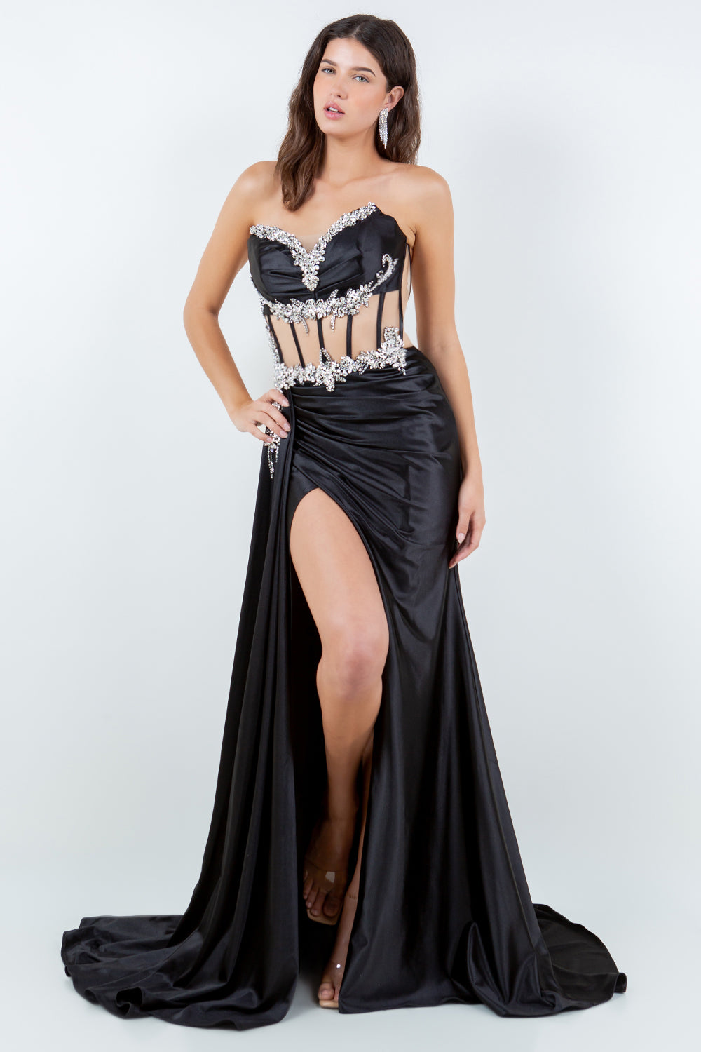 Dazzling Crystal Strapless Corset Gown – 8214J