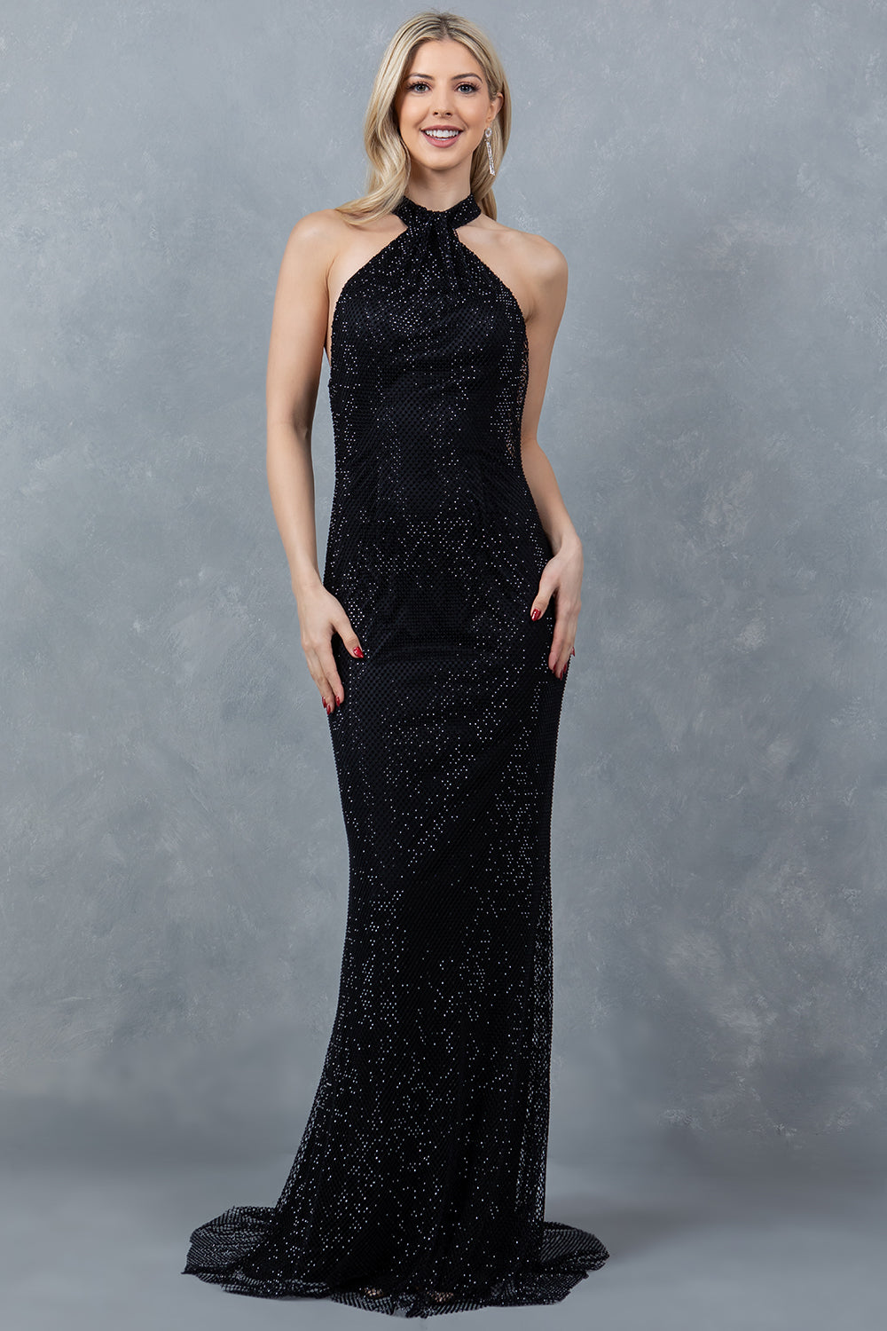 Radiant Halter Rhinestone Gown – 8217J