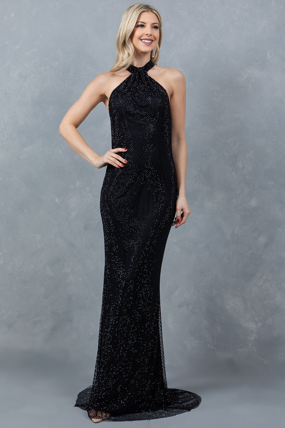 Radiant Halter Rhinestone Gown – 8217J