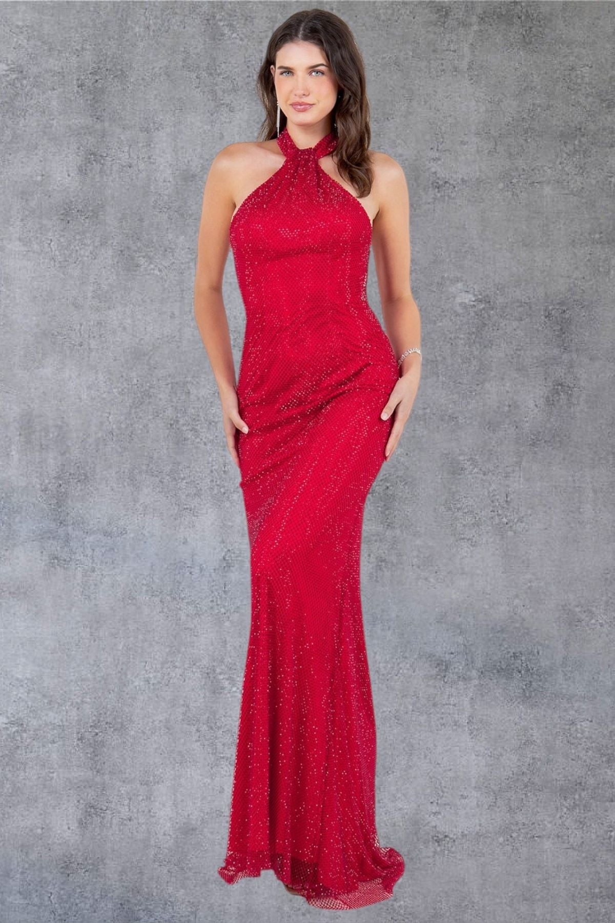 Radiant Halter Rhinestone Gown – 8217J