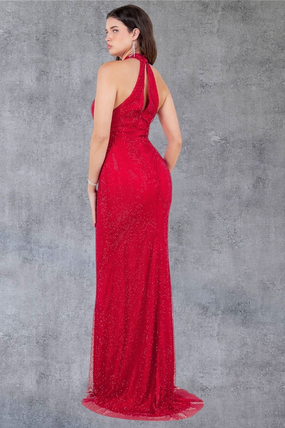 Radiant Halter Rhinestone Gown – 8217J