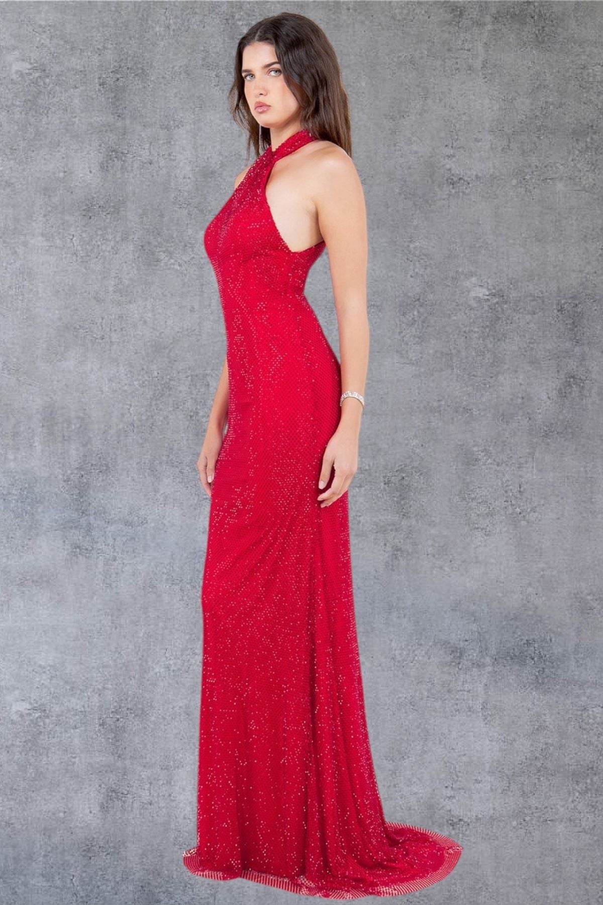 Radiant Halter Rhinestone Gown – 8217J