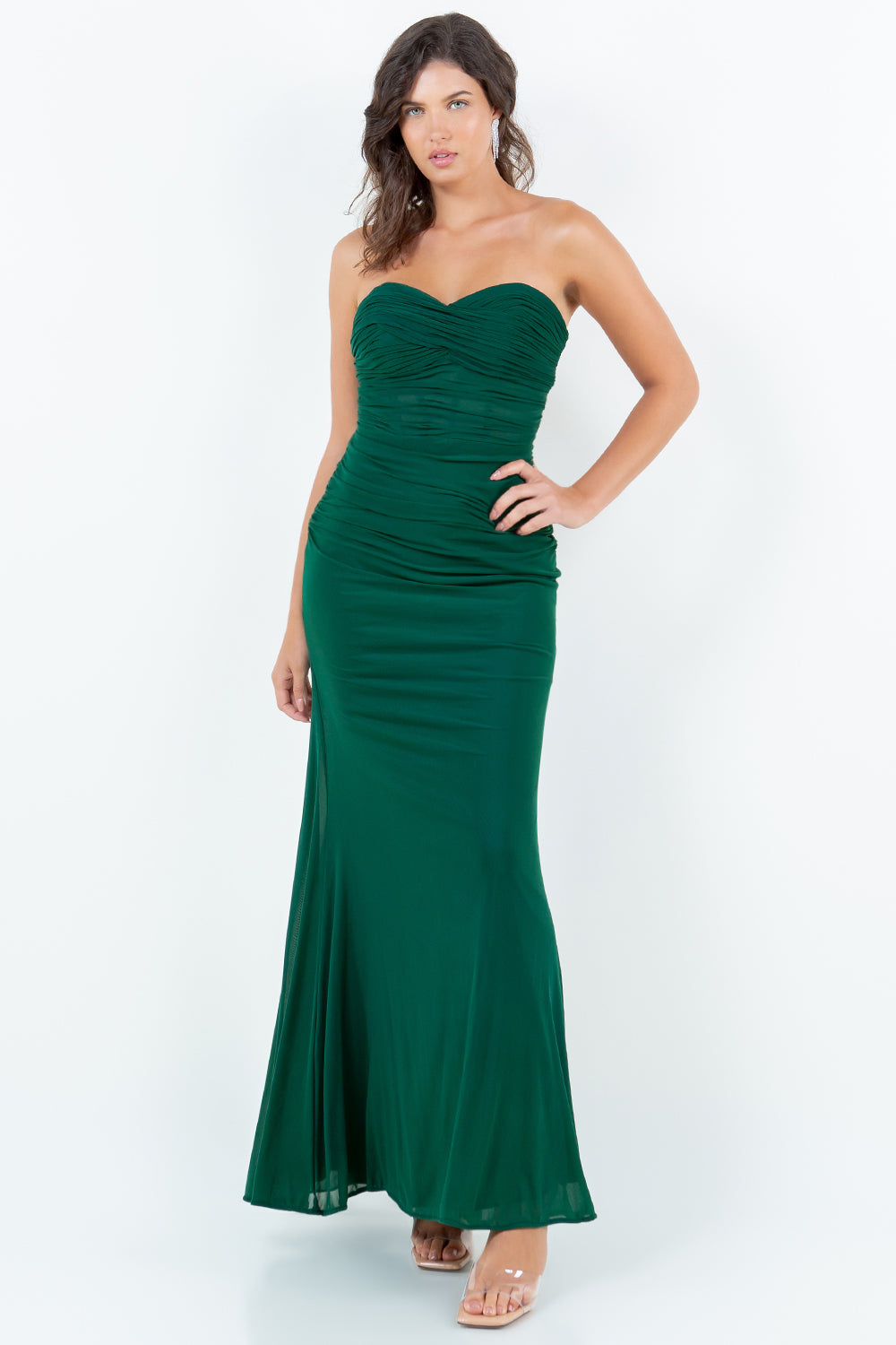 Emerald Ruched Sweetheart Evening Gown - 8242J