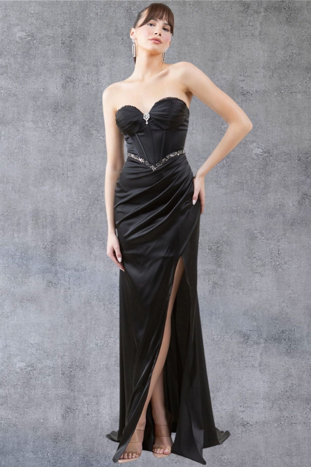 Strapless Embellished Corset Evening Gown – 8259J