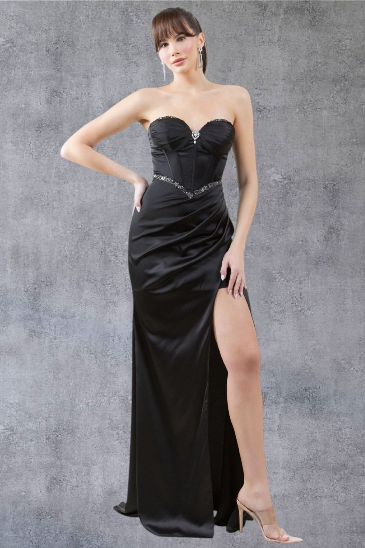 Strapless Embellished Corset Evening Gown – 8259J