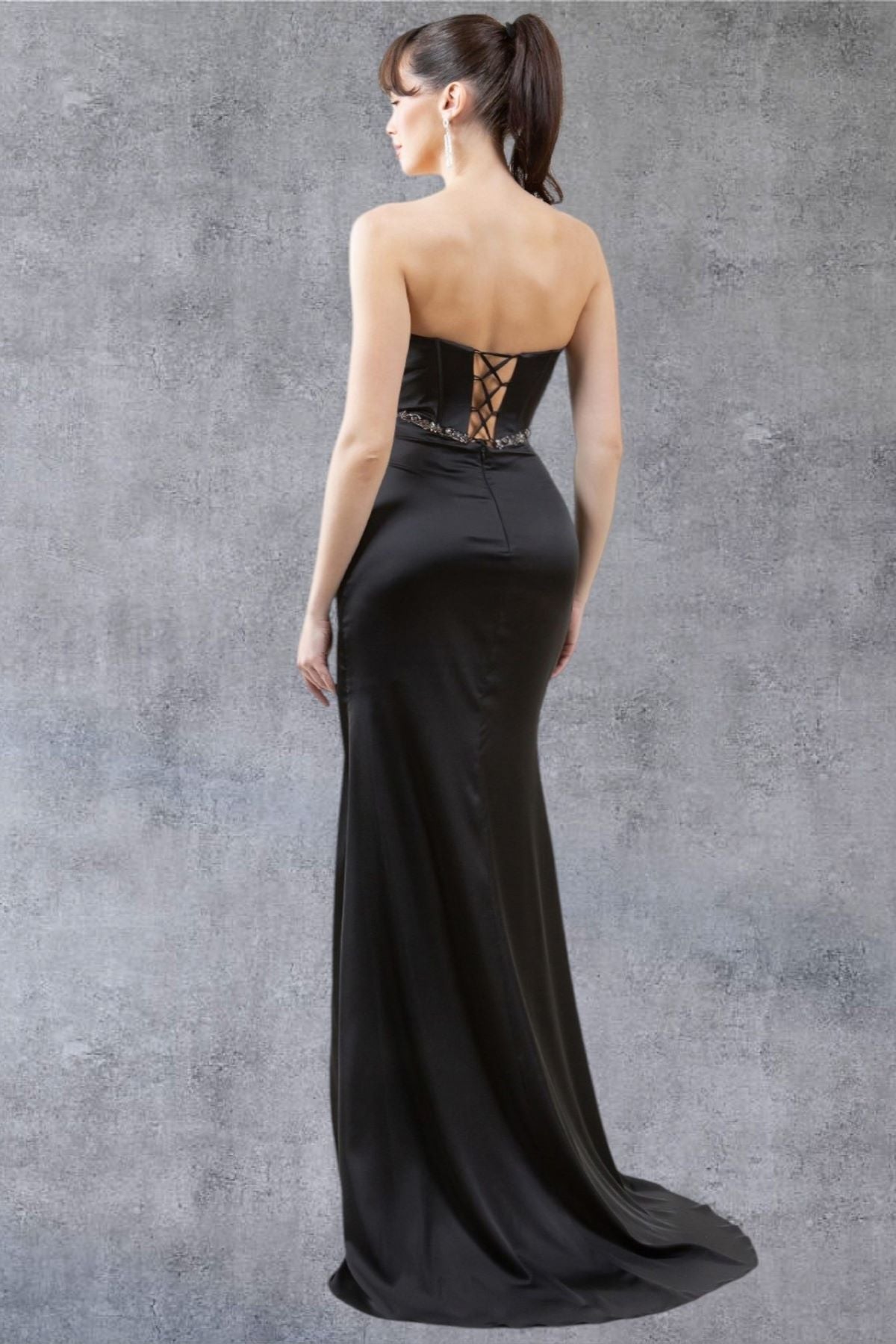 Strapless Embellished Corset Evening Gown – 8259J