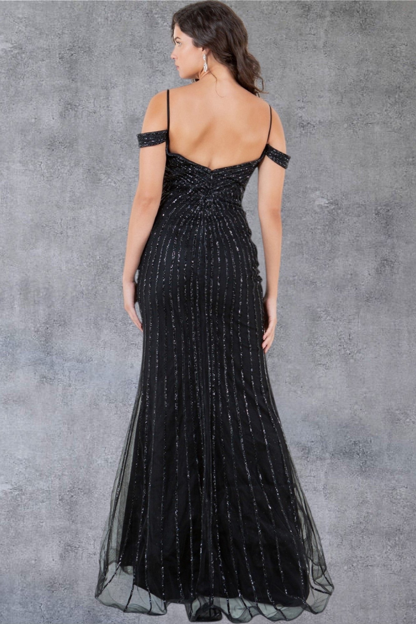Radiant Noir Embellished Sweetheart Gown - 8269J
