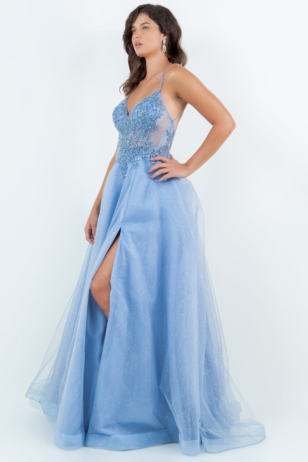 Sparkling A-Line Tulle Gown with Beaded Lace Bodice – 8275J