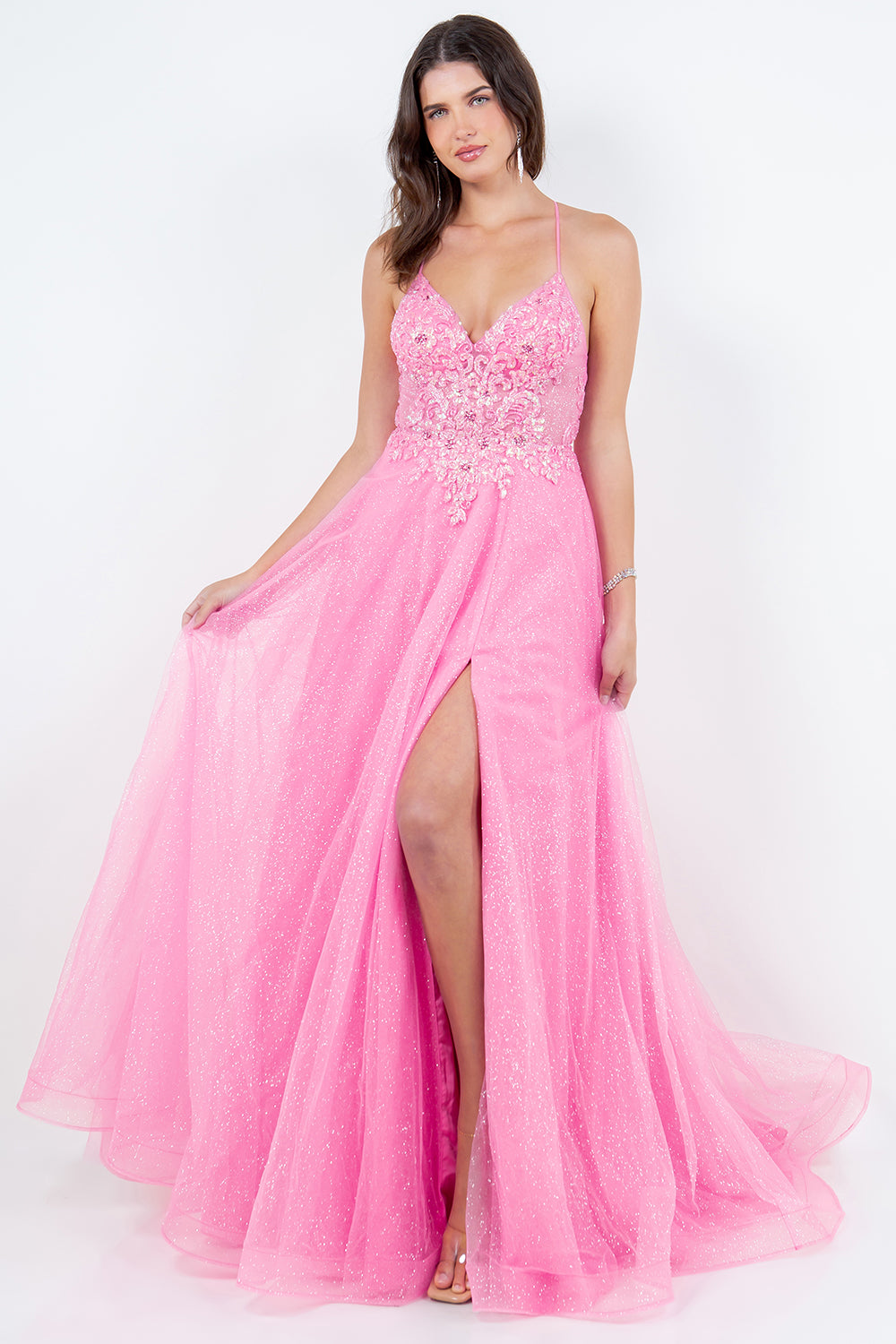Sparkling A-Line Tulle Gown with Beaded Lace Bodice – 8275J