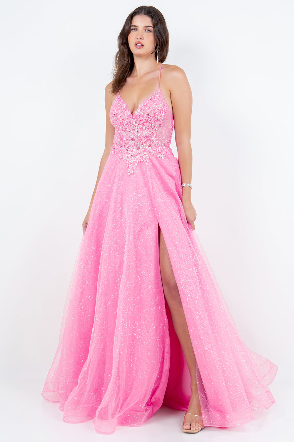 Sparkling A-Line Tulle Gown with Beaded Lace Bodice – 8275J