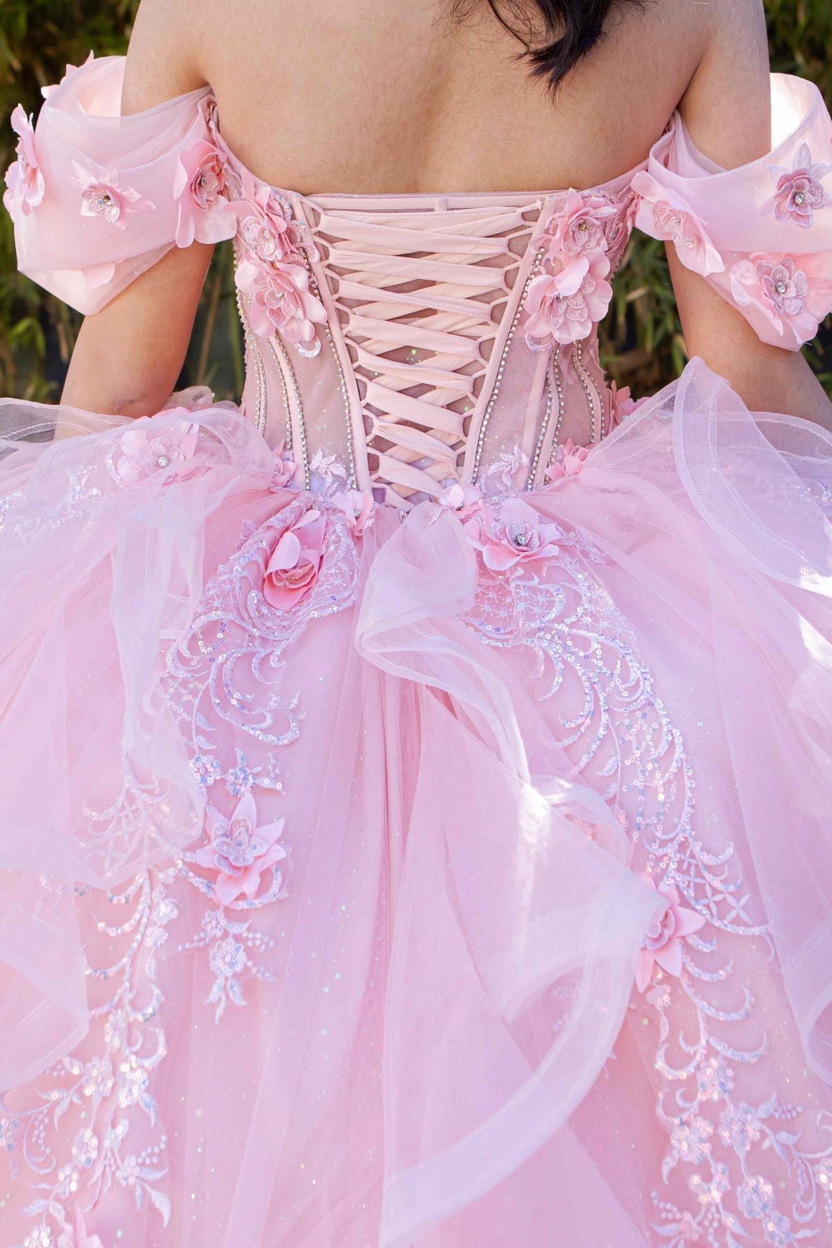 Romantic Floral Embroidered Quinceañera Ball Gown - 8330J
