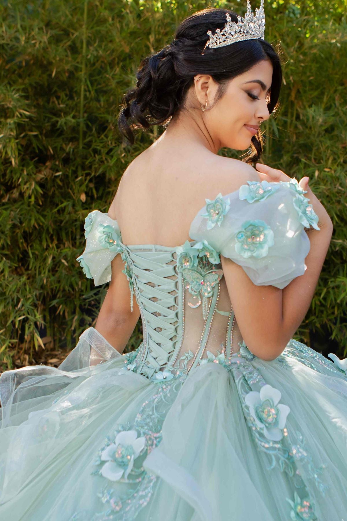 Romantic Floral Embroidered Quinceañera Ball Gown - 8330J