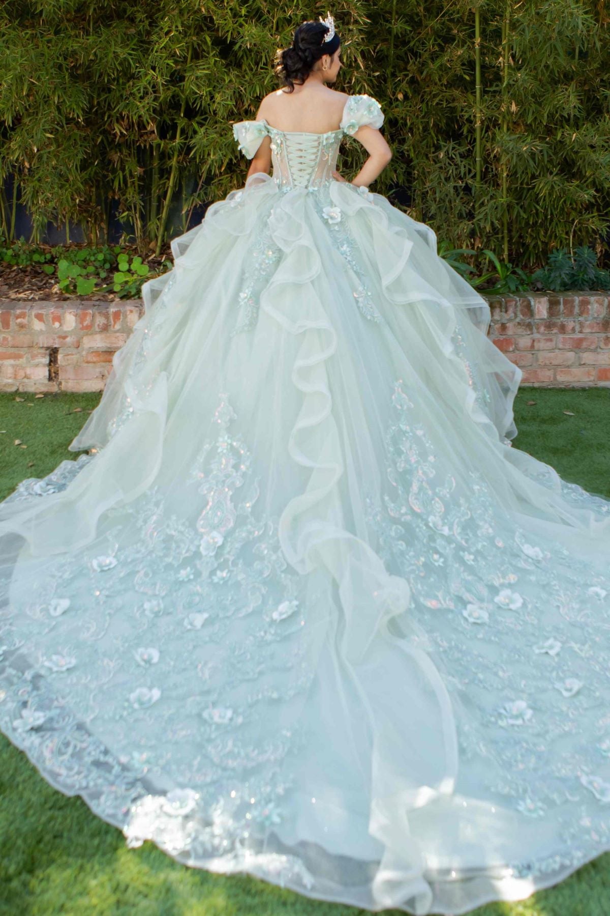 Romantic Floral Embroidered Quinceañera Ball Gown - 8330J