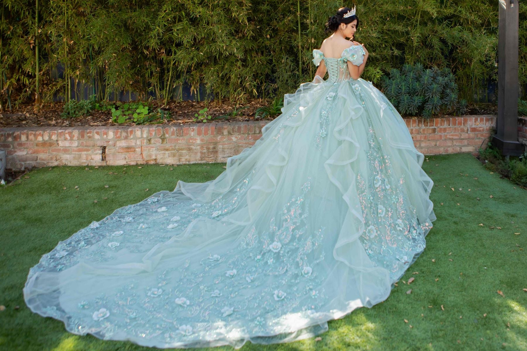 Romantic Floral Embroidered Quinceañera Ball Gown - 8330J