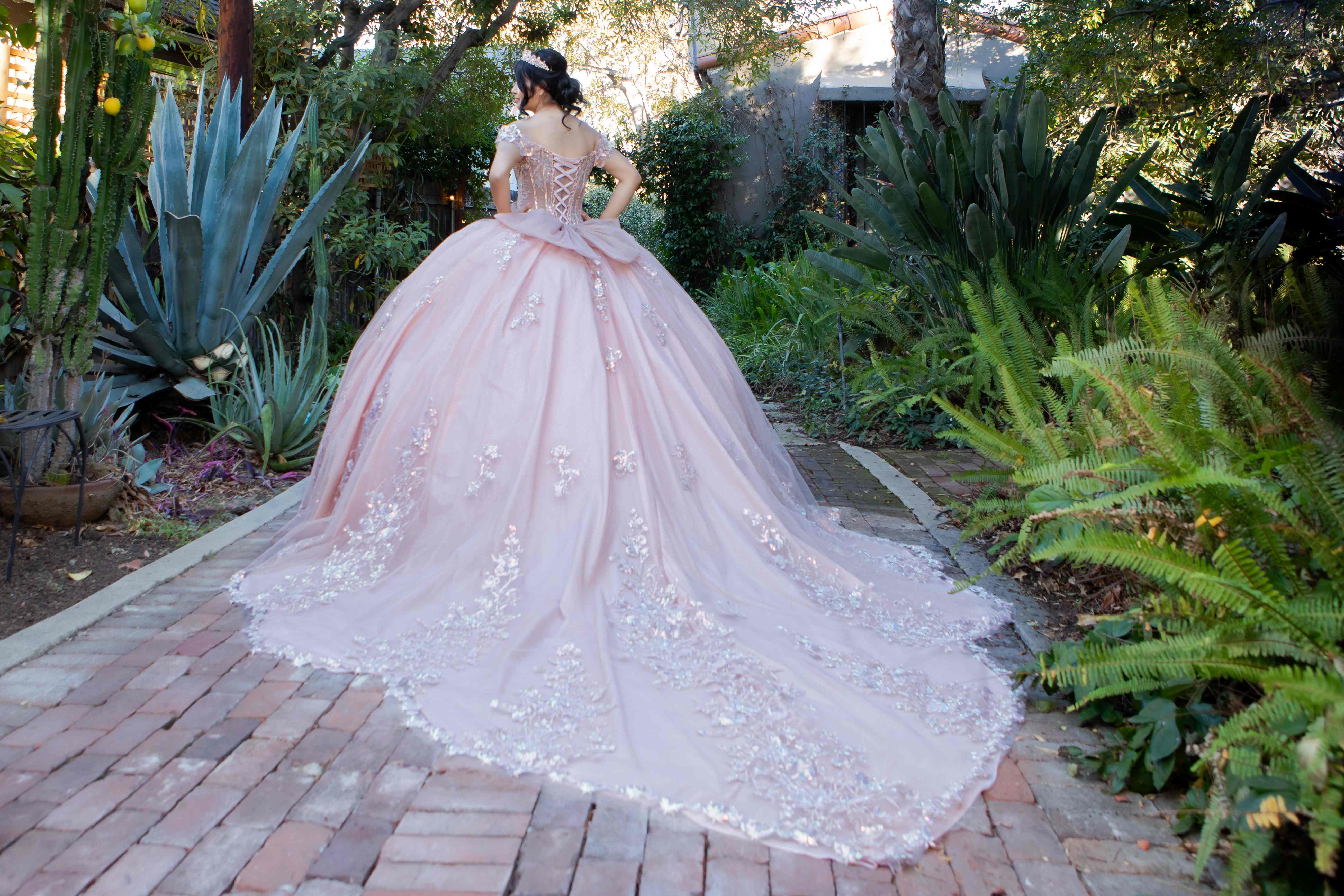 Enchanting Quinceañera Gown with 3D Floral Appliqués and Beaded Corset Bodice - 8370J